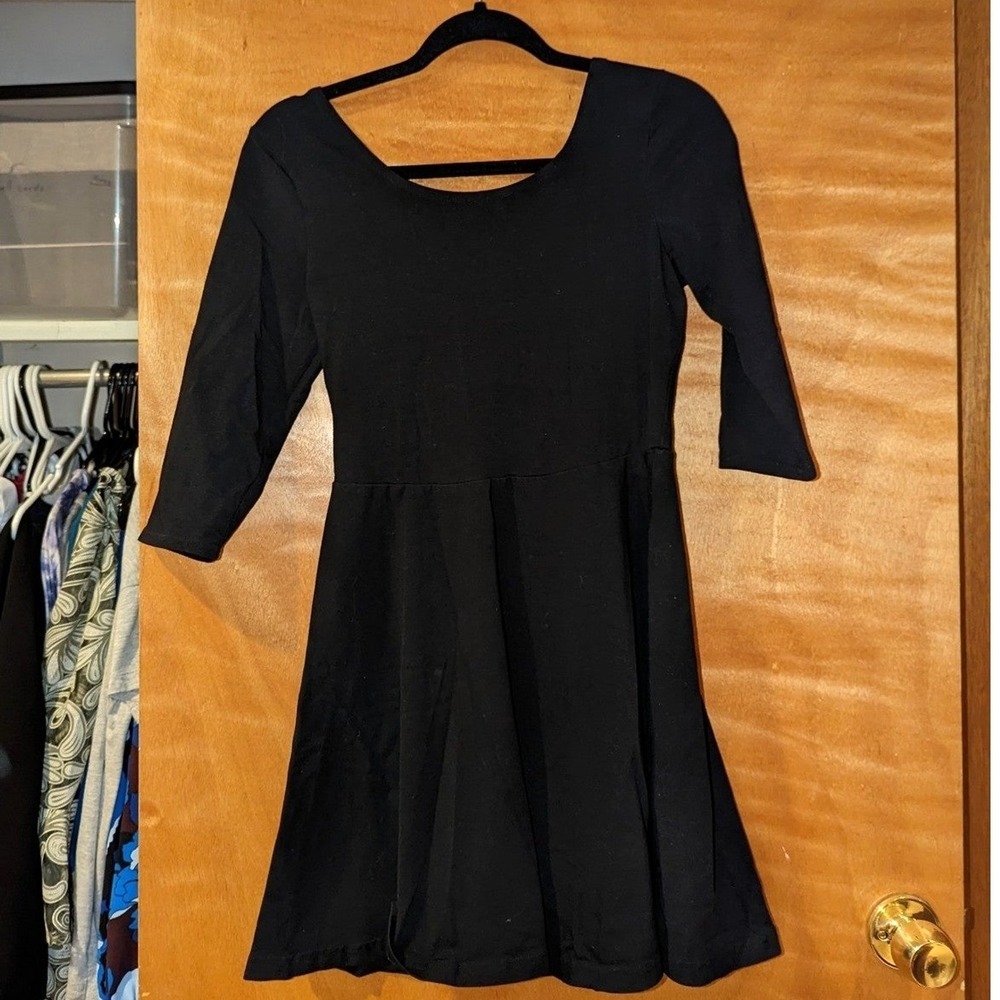 Whimsigoth Y2k Grunge Little Black Skater Dress Scoop Back Zipper Express S